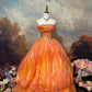 Orange Vintage Elegant Fashion Exquisite Beading Long Layered Tulle Ball Gown Evening Dress nv4083