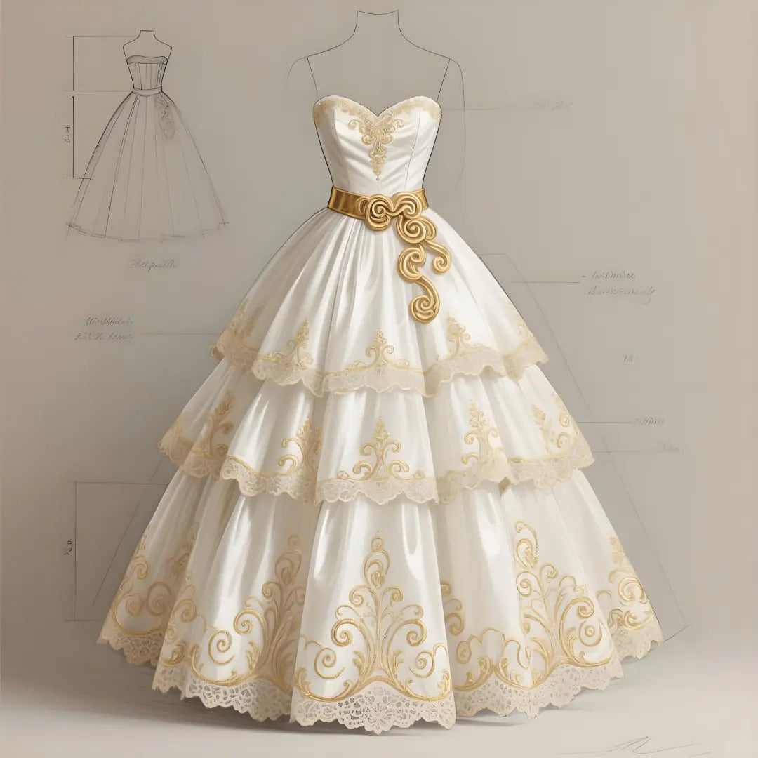 Robe de soirée longue en tulle et dentelle, avec appliques florales dorées et volants multicouches, robe de fête d'anniversaire, nv4555