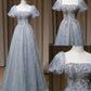 NiceVestidos – Langes, funkelndes blaues Abendkleid mit zarter Perlenstickerei NV5996