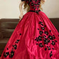 Rosa Satin Floral Vintage Elegante Lange Prinzessin Ballkleid nv5014