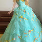 Mintgrünes, langes Tüll-Prinzessinnen-Ballkleid im Vintage-Stil, nv5042