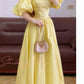 Gelbes klassisches elegantes langes Tüll-Ballkleid, Abendkleid, Gartenpartykleid, nv5021