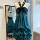 Teal/Light Blue Vintage Short Chiffon Satin Homecoming Dress Birthday Party Dress nv5093