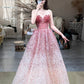 Robe de bal longue sans manches, style dégradé féérique | Robe de bal maxi en tulle à sequins rose poudré pour gala, fiançailles ou soirée de luxe NV6272
