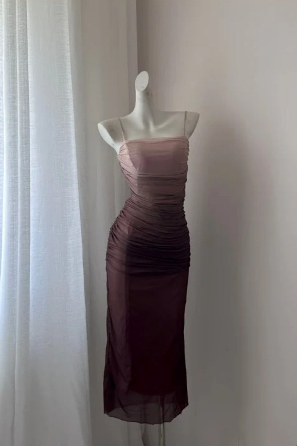 NiceVestidos-Fashion Langes Ballkleid aus Tüll in Rosa/Hellbraun mit Farbverlauf, NV5612