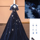 Robe de bal longue en velours bleu exquis, ornée d'étoiles et de perles, robe de soirée, robe de soirée, nv4732