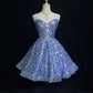 Blaues, glänzendes Prinzessinnen-Pailletten-Kurzkleid für den Heimkehrball, Ballkleid, Abendkleid, Elsas Eisparty, nv4287