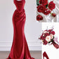Red Fashion Mermaid Long Satin Prom Dress Evening Dress Party Dress nv4728