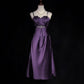 Robe de soirée courte violette en satin et perles, tenue de bal nv4390