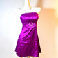 Robe de soirée courte en satin violet exquis, robe de soirée d'anniversaire nv5307