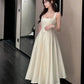 NiceVestidos - Robe de soirée mi-longue, robe d'anniversaire, robe blanche douce en satin NV5670