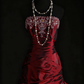 NiceVestidos – Vintage Burgunderrot, exquisites, perlenbesetztes Satin-Plissee-Langballkleid, Abschlusskleid NV5859