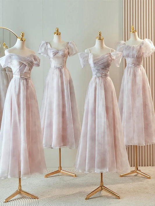 Rosa Lila Elegant Romantisch Mode Langes Tüll Brautjungfernkleid Ballkleid Abendkleid Partykleid Abschlusskleid Ballkleid nv4041