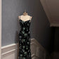 NiceVestidos-_NV Robe longue de soirée noire à fleurs NV5937