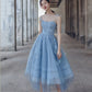 Robe de soirée courte en tulle bleu mignon robe de bal robe de soirée nv2064