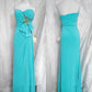 Blaues, perlenbesetztes, langes Tüll-Ballkleid, Abendkleid, Partykleid, nv4372