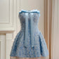 NiceVestidos - Robe courte bleue d'anniversaire, robe de soirée NV5940