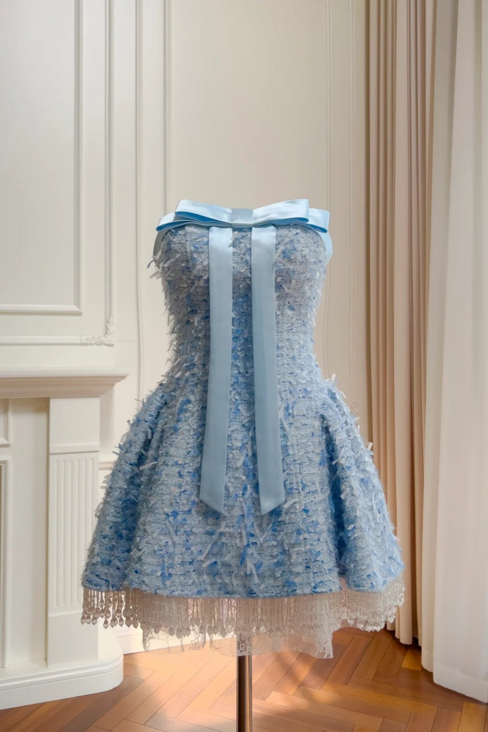 NiceVestidos - Robe courte bleue d'anniversaire, robe de soirée NV5940