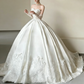 Satin Strapless Lace Train Bridal Gown - Vintage Court Style Wedding Dress NV6761
