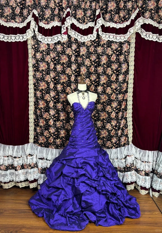 Lila glänzendes elegantes langes Satin-Ballkleid-Abendkleid Quinceanera-Kleid NV4643