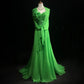Green floral long chiffon ball gown evening dress party dress nv4396