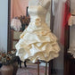 Gelbes geblümtes Homecoming-Kleid, kurzes Satin-Ballkleid, Abendkleid, Kleid für Erwachsene, NV4426