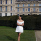 Robe de soirée courte en satin blanc simple et tendance, à épaules dénudées, robe de bal, robe d'anniversaire, robe de soirée pour invités de mariage nv2551