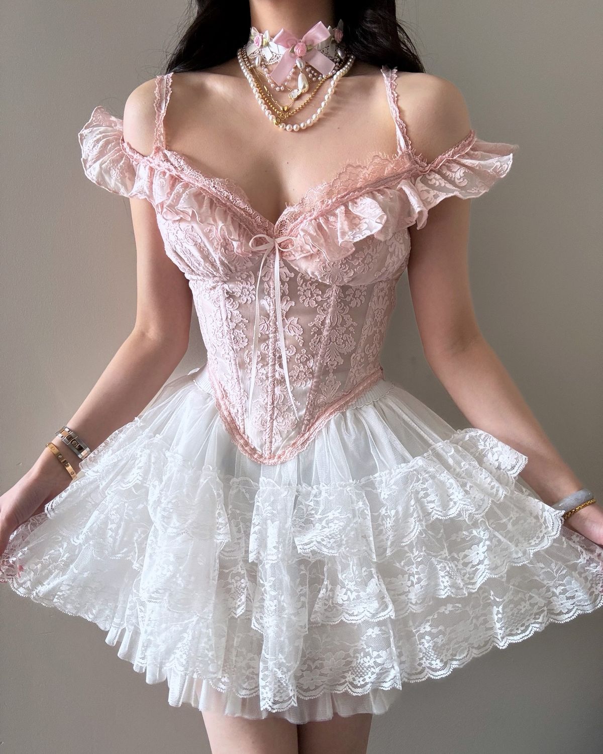 Robe de soirée courte en dentelle rose à la mode, tenue de fête d'anniversaire, nv4887