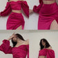 Pink Vintage Elegant Two-Piece Slit Long Ball Gown Evening Dress nv2806