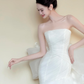 Strapless 3D Floral Tulle Mermaid Wedding Dress with Detachable Sleeves  NV7435