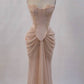 Trägerloses A-Linien-Ballkleid im Meerjungfrauen-Stil in Rosa, Abend- und Ballkleid nv1743