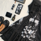 Black Chess Print Midi Homecoming Dress Ruffle Wide Strap Lace Lolita Vintage Cocktail Gown  NV6929