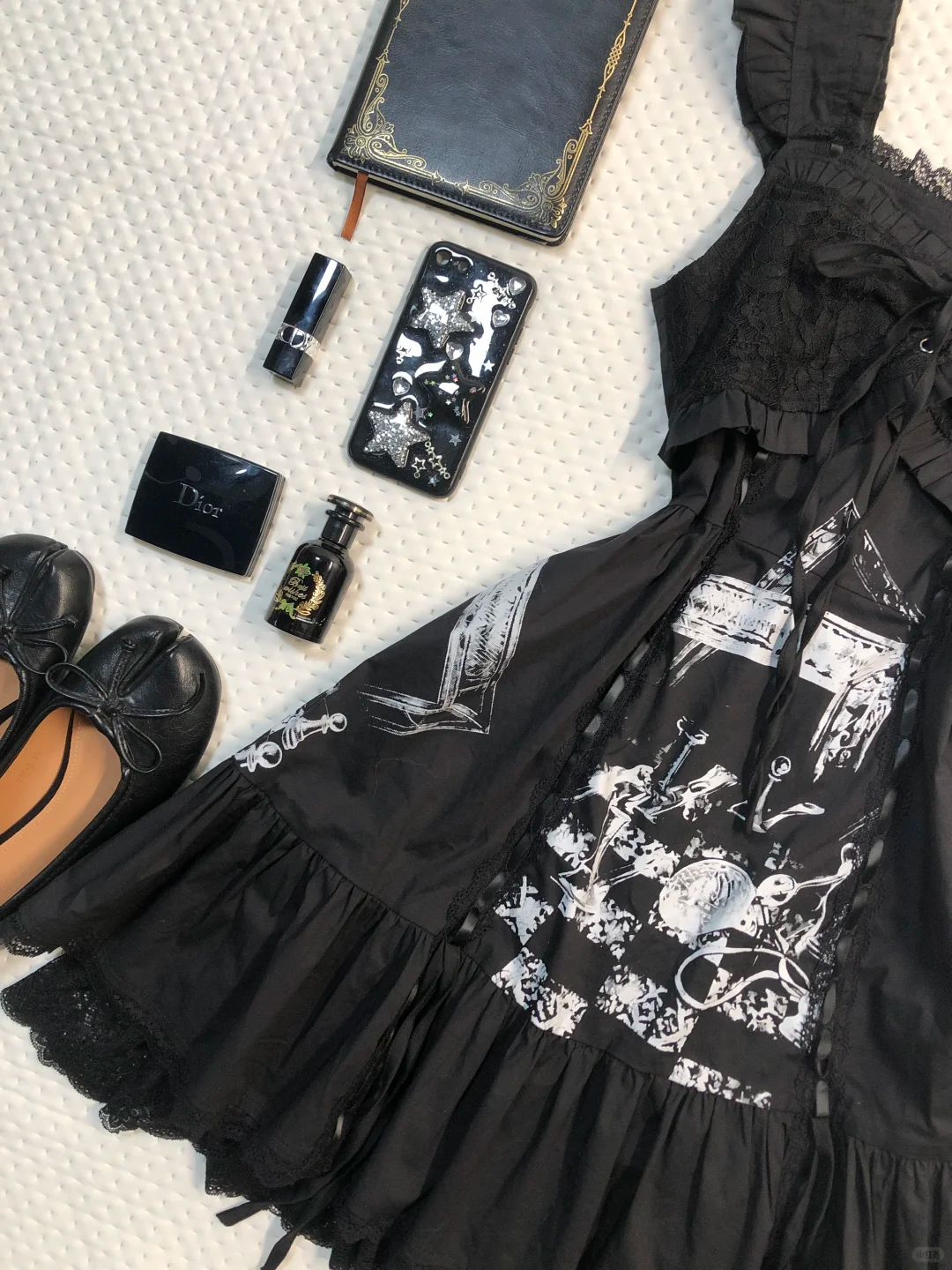 Black Chess Print Midi Homecoming Dress Ruffle Wide Strap Lace Lolita Vintage Cocktail Gown  NV6929