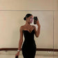 Black simple sexy off-shoulder corset long prom dress evening dress party gift nv2499