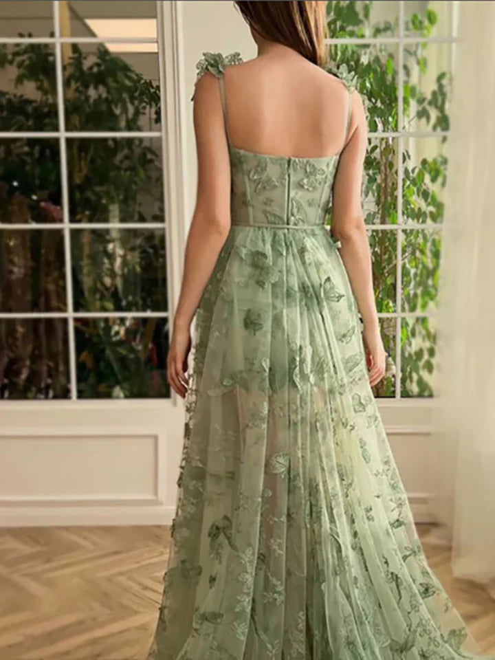 Robe de bal féerique papillon 3D 2024 Robe de soirée formelle en tulle brodé avec poches Robe de bal longue nv1572