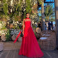 Red elegant simple ribbon tube top off the shoulder long chiffon ball gown evening dress party dress nv2617