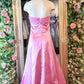 Robe de soirée longue en satin rose élégante et tendance, robe de demoiselle d'honneur, nv3567