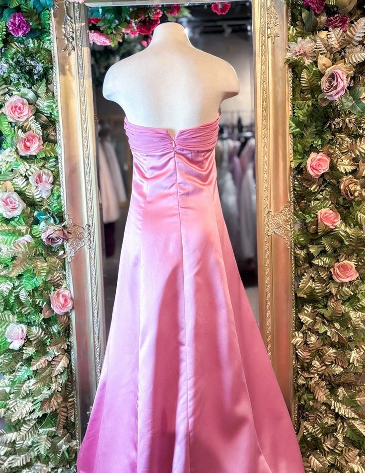 Robe de soirée longue en satin rose élégante et tendance, robe de demoiselle d'honneur, nv3567