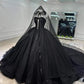 Black shiny elegant sweetheart neckline long tulle ball gown evening dress nv3113