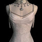 White rhinestone straps shiny sequins fashionable and elegant long ball gown evening dress engagement dress nv3128