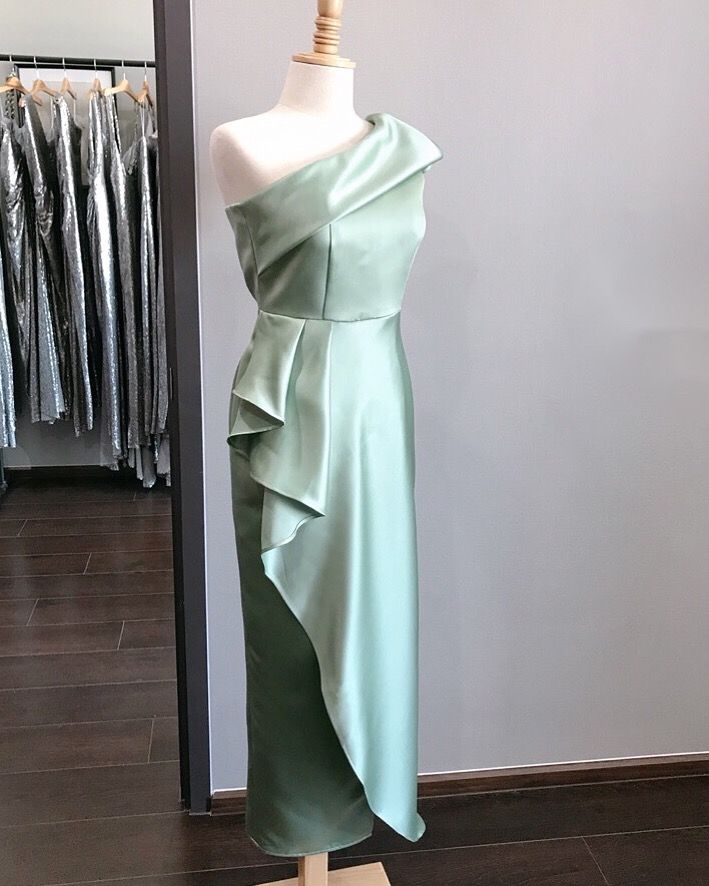 Robe de soirée longue en satin, simple et élégante, verte, à la mode, pour demoiselle d'honneur, pour fête de mariage, pour mère de la mariée, nv3886