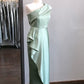 Robe de soirée longue en satin, simple et élégante, verte, à la mode, pour demoiselle d'honneur, pour fête de mariage, pour mère de la mariée, nv3886