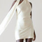 Robe de soirée courte en satin, couleur unie, élégante, épaules dénudées, couleur champagne, robe de soirée d'anniversaire, nv2538
