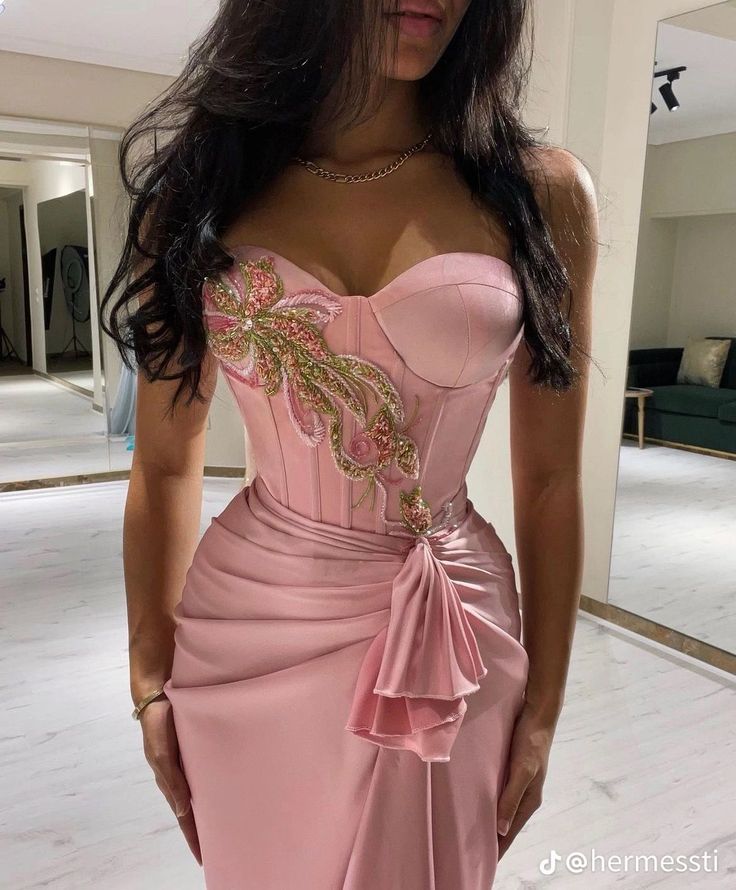 Pink Gorgeous Exquisite Strapless Sweetheart Neck Beaded Pleated Long Ball Gown Evening Dress Prom Dress nv3229