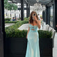 Blue Fashion Pleated Long Satin Ball Gown Evening Dress  nv3317