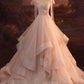 V-Neck Tulle Long Ball Gown, A-Line Formal Evening Gown nv1616