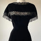NiceVestidos--Dignified Mother Style Black Velvet Lace - Trimmed Short Sleeve Mid-Length Mother of Bride Dress NV5809