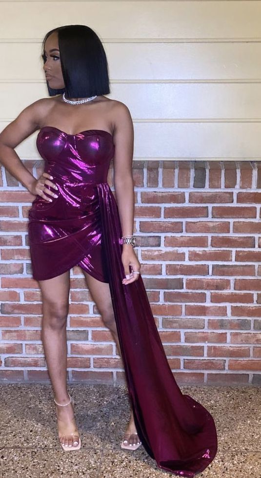 Lila trägerloses Geburtstagspartykleid, kurzes Mini-Homecoming-Kleid, Partykleid nv2261