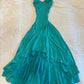 Robe de soirée longue en mousseline de soie, élégante, simple et tendance, bleue, à bretelles spaghetti, nv3925