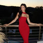 Rotes schlichtes, elegantes, langes Ballkleid-Abendkleid NV2230